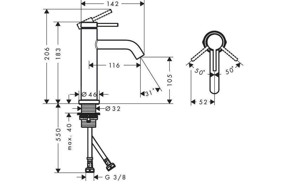 hansgrohe HG Einhebel-Waschtischmischer Tecturis S ComfortZone 110 o-1
