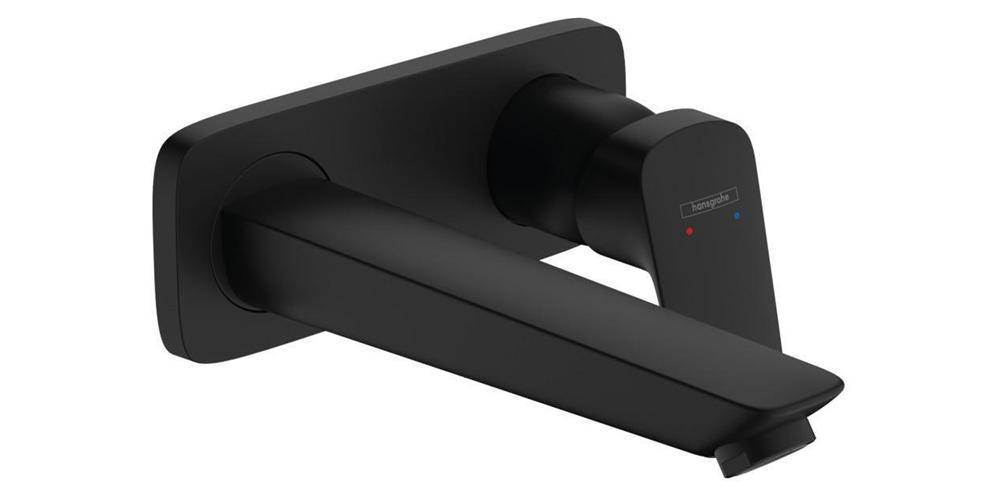 hansgrohe Logis Einhebel-Waschtischmischer Unterputz 5l/min, Mattschwarz mit 195mm Auslauf für Wandmontage-0