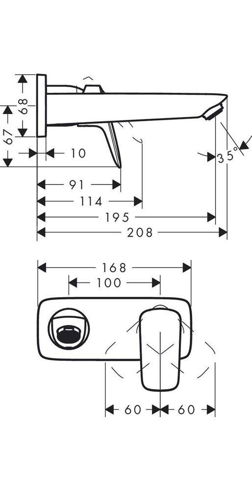 hansgrohe Logis Einhebel-Waschtischmischer Unterputz 5l/min, Mattschwarz mit 195mm Auslauf für Wandmontage-1