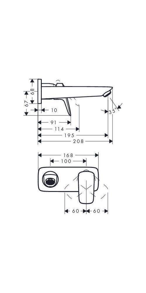 hansgrohe Logis Einhebel-Waschtischmischer Unterputz 5l/min, Mattschwarz mit 195mm Auslauf für Wandmontage-2