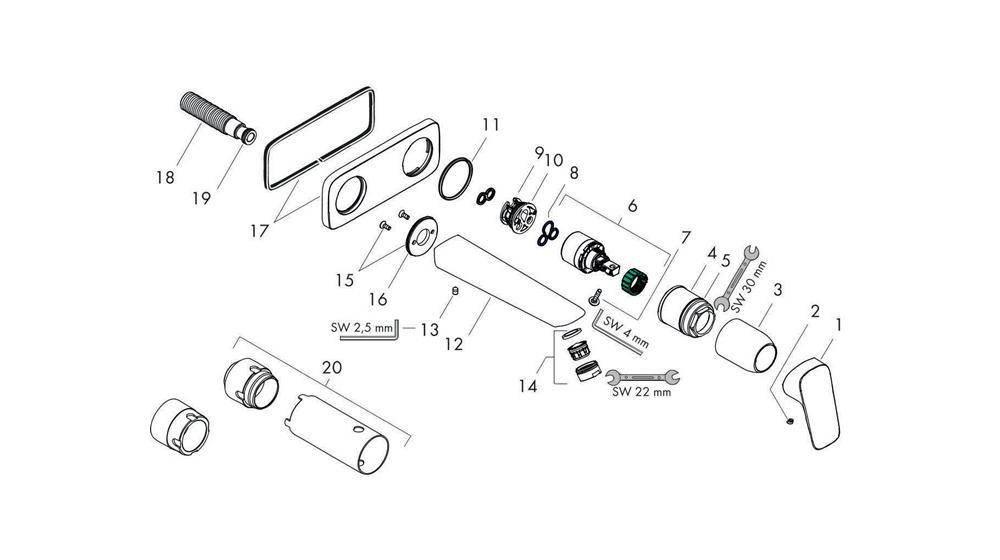 hansgrohe Logis Einhebel-Waschtischmischer Unterputz 5l/min, Mattschwarz mit 195mm Auslauf für Wandmontage-3