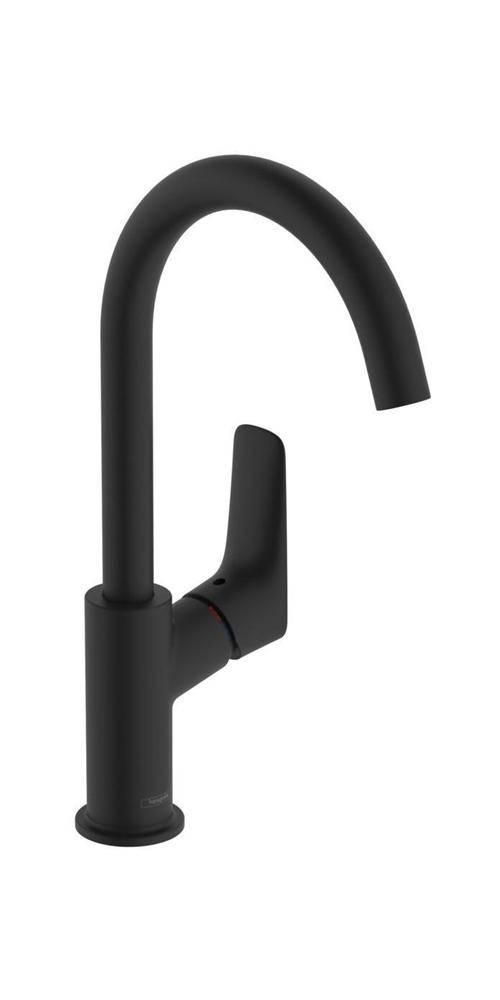 hansgrohe Logis Einhebel-Waschtischmischer 210mm 5l/min Mattschwarz mit Schwenkauslauf ohne Garnitur-0