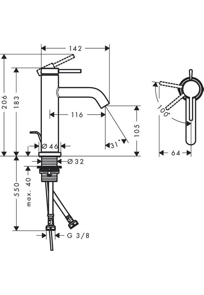 hansgrohe HG Einhebel-Waschtischmischer Tecturis S ComfortZone 110-1