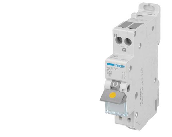 Hager - MFS716 - MCB 1P+N 3kA C-16A QC 1M