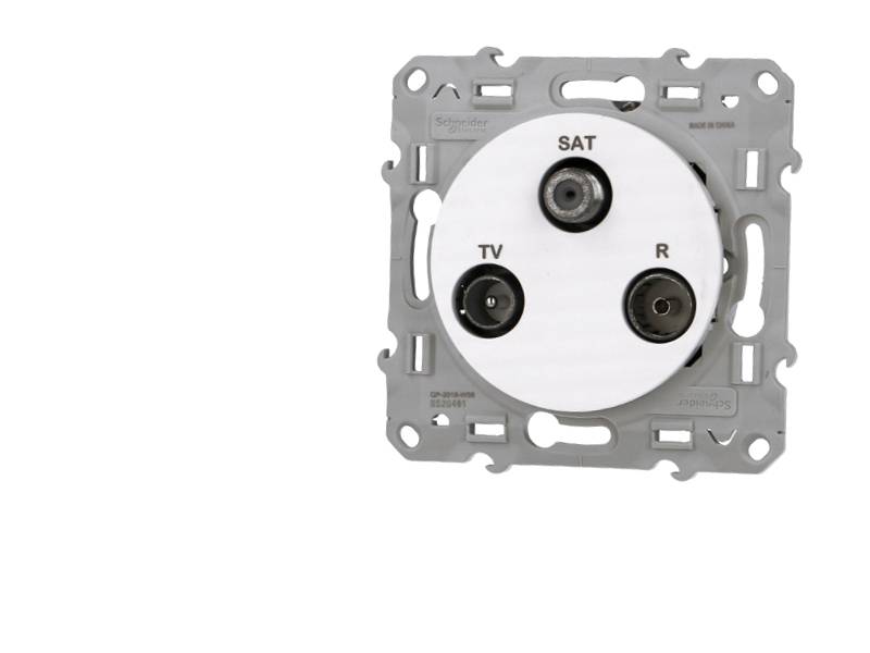 Schneider Electric Buchse Typ F 1 Port Stecker/Buchse Weiß, Bündige Montage, H. 71 mm x B. 71mm-0