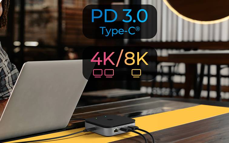 IB-DK4080AC, DisplayLink® Notebook DockingStation, USB 3.2 Gen 1 auf: 3x USB 3.2 Gen 1, 2x DP, 2x HDMI®, 1x GigabitLAN,-3