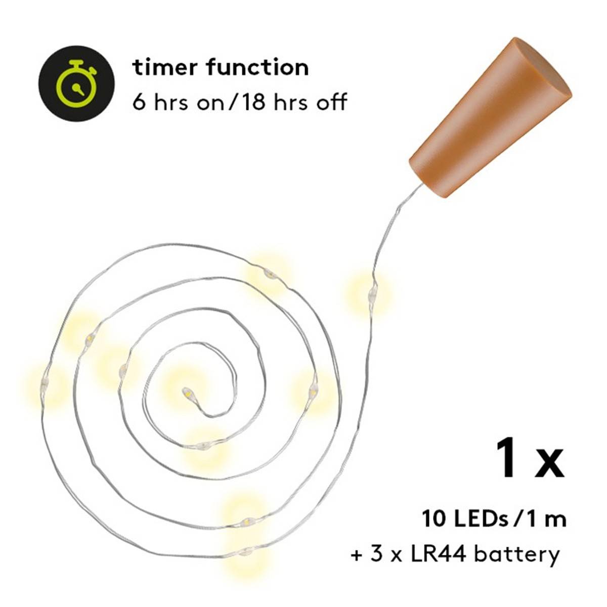 10 Stück LED-Flaschenlicht Lichterkette inklusive Batterien, die Beleuchtung ideal für Glasflaschen-1