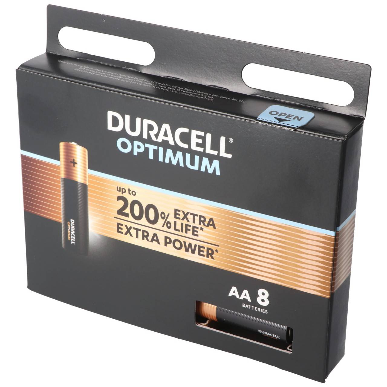 Duracell Optimum AA Mignon Alkaline-Batterien, 1.5V LR6 MX1500, 8er-Pack LR06 5000394137684-0