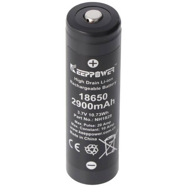 Keeppower IMR18650 Akku 2900mAh, Abmessungen 66,5 x 18,25mm