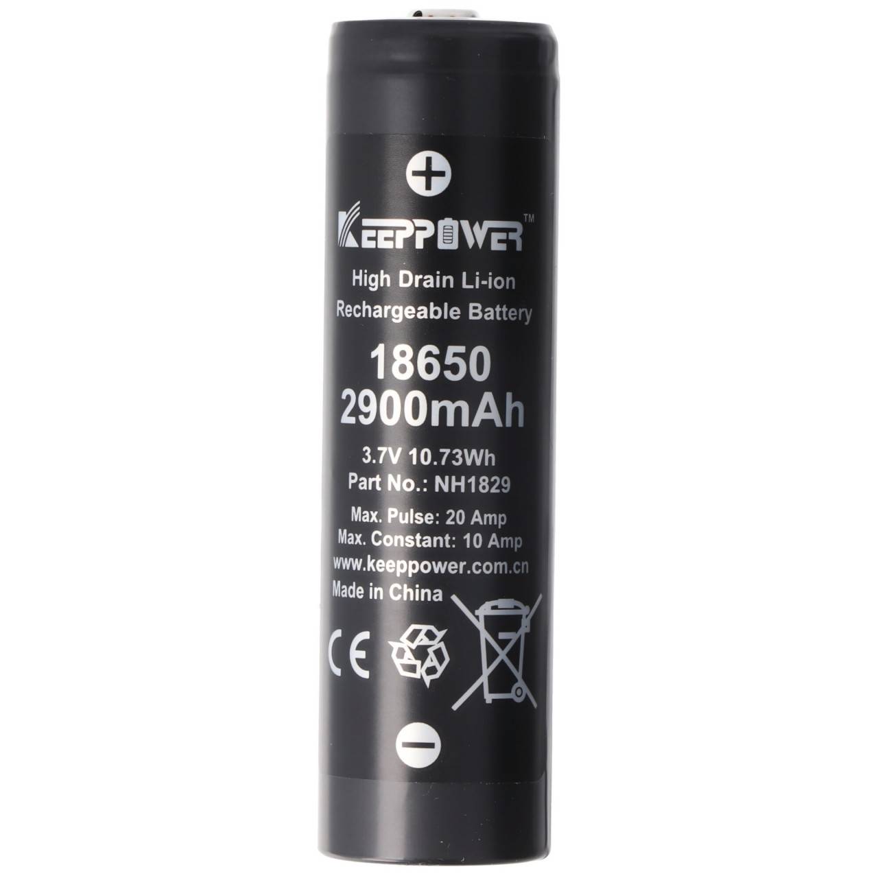 Keeppower IMR18650 Akku 2900mAh, Abmessungen 66,5 x 18,25mm-4