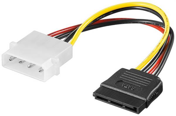 Goobay PC-Stromkabel/Stromadapter, 5.25-Stecker zu SATA - 4-pol. 5,25-Powerstecker > 15-pol. S-ATA