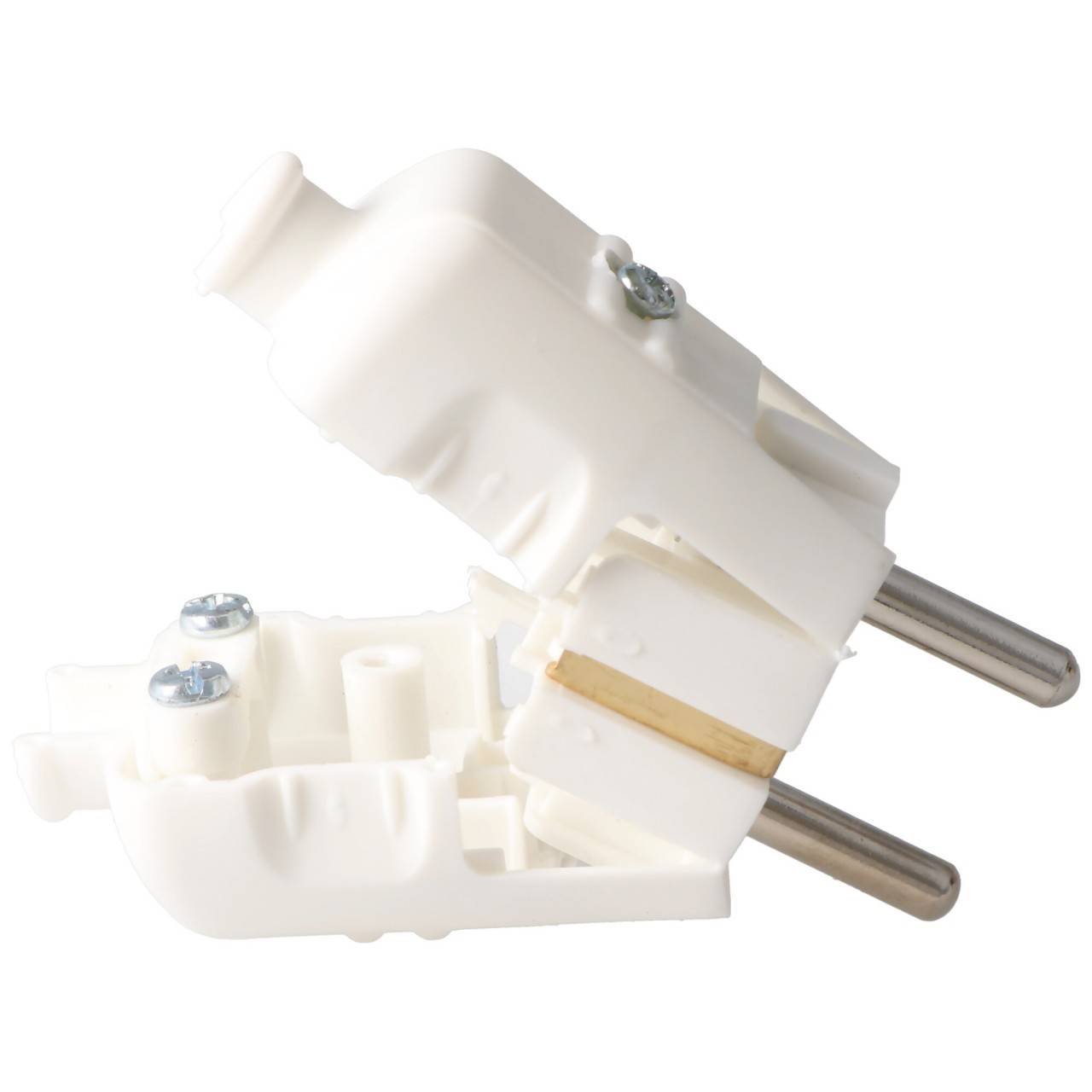 Schukostecker weiß, Schutzkontaktstecker weiss, Schuko-Stecker mit Zugentlastung IP44 16A 250V, mit doppeltem...-3
