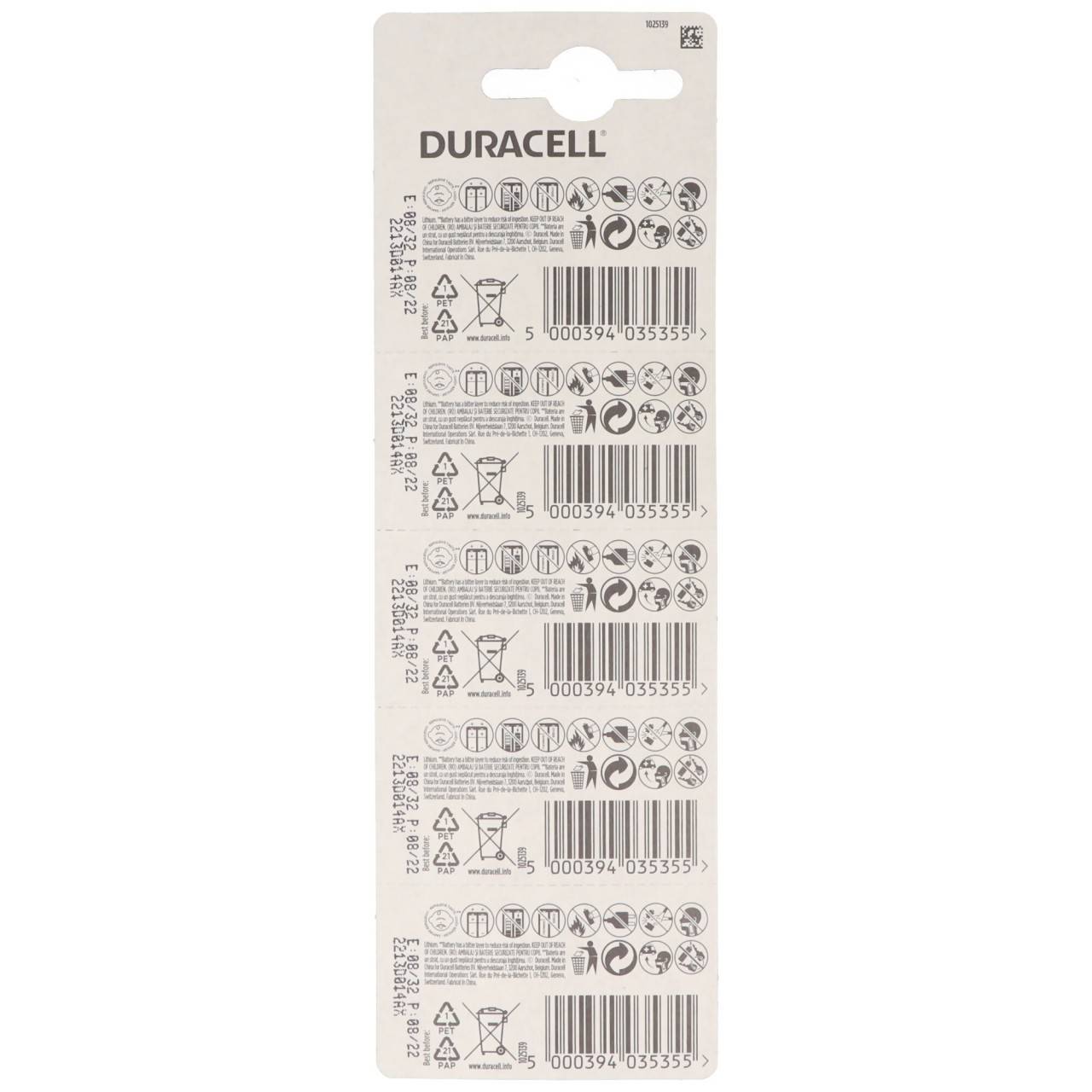 5x Duracell CR2032 Lithium Batterie 3 Volt mit bis zu 180mAh Kapazität-2
