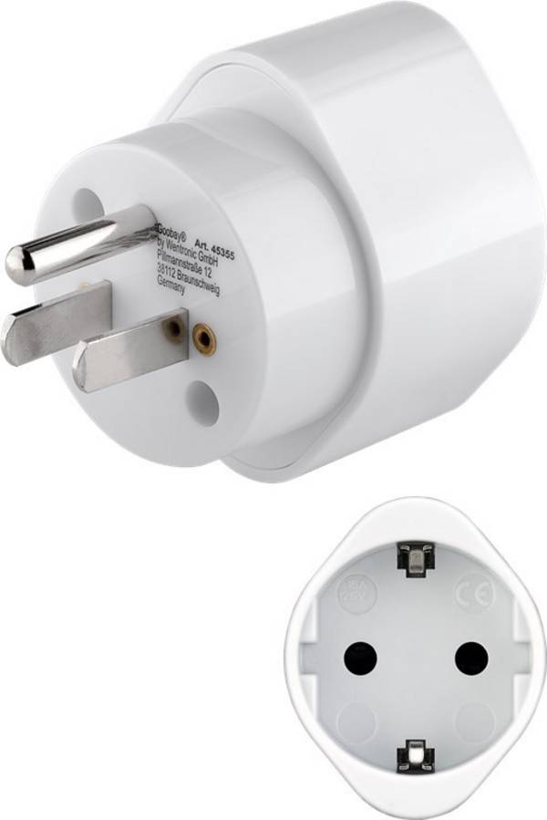Goobay Netzadapter US/Japan, Weiß - Schutzkontaktbuchse (Typ F, CEE 7/3) > US-/Japan-Buchse (Typ B, NEMA 5-15, 3-polig)