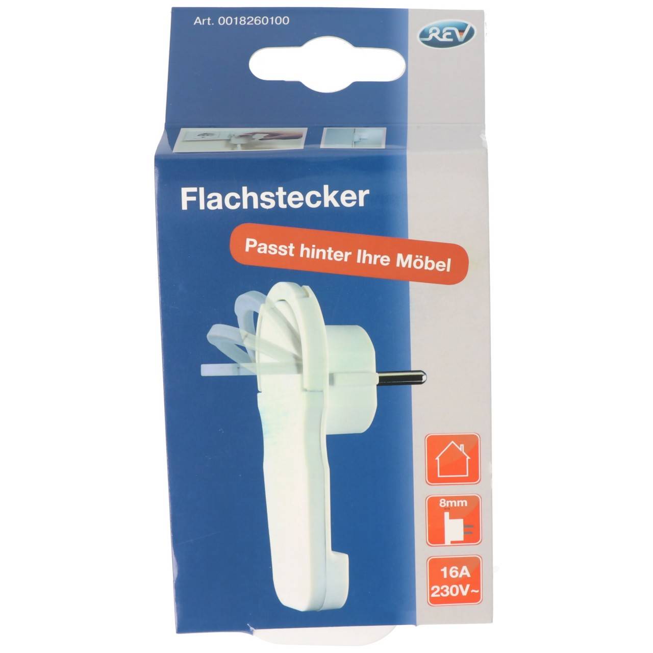 Schuko-Flachstecker extra flach weiß Schuko-Winkelstecker mit Ausladung 8mm-3