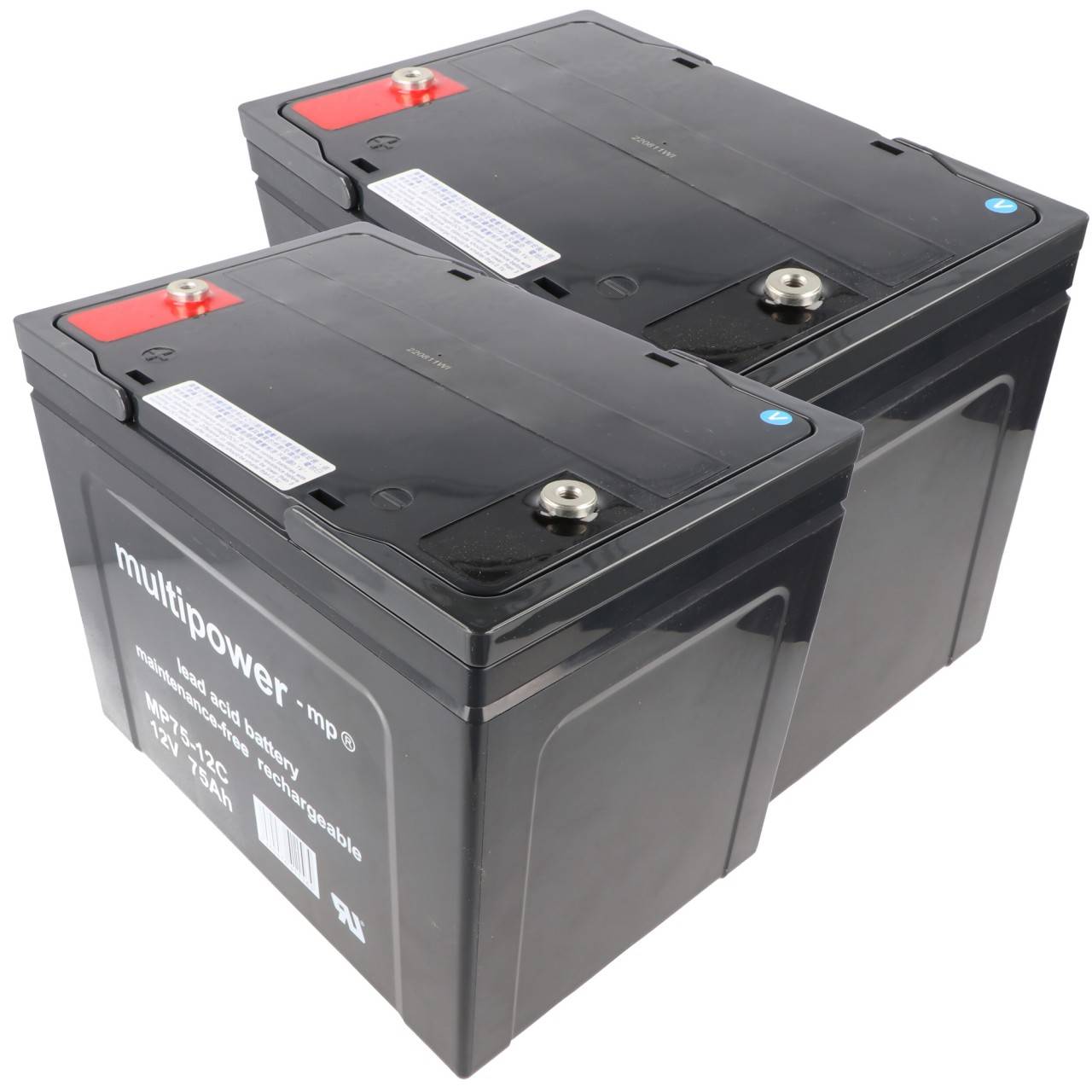2 Stück PB Blei Akku passend für Seniorenmobil Elektromobil AS E 450 F, 12V 75Ah Blei AGM E450F-0