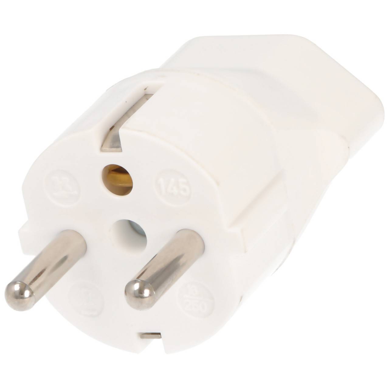 Schweiz-Adapter weiss vom schweizer Stecker 3pin auf Schukokupplung 2pin mit Erdleiter und 10A-1