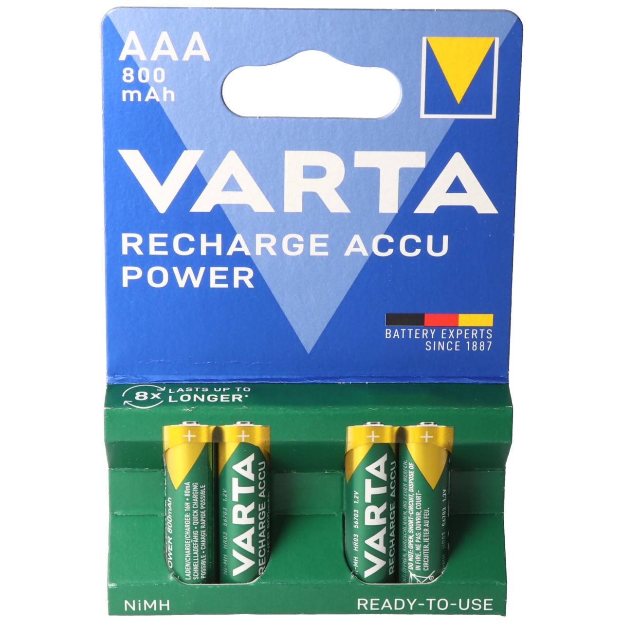 VARTA Ready2use Akku Micro/AAA 56703 800mAh 4er Pack 4008496550616-0