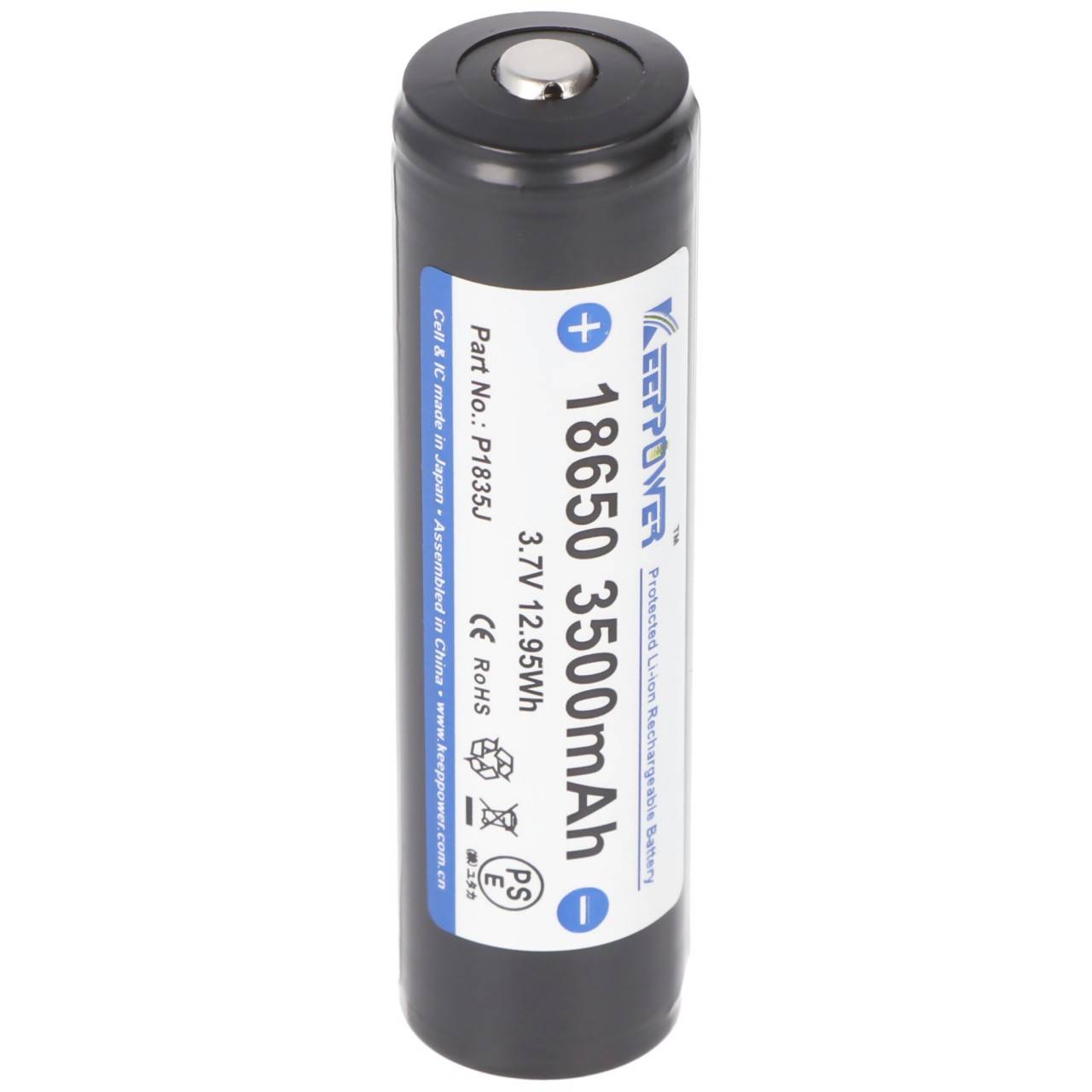 Keeppower 18650 3500mAh 69,12x18,65mm 3,7V Li-Ion-Akku geschützt Pluspol erhöht NCR18650GA-0
