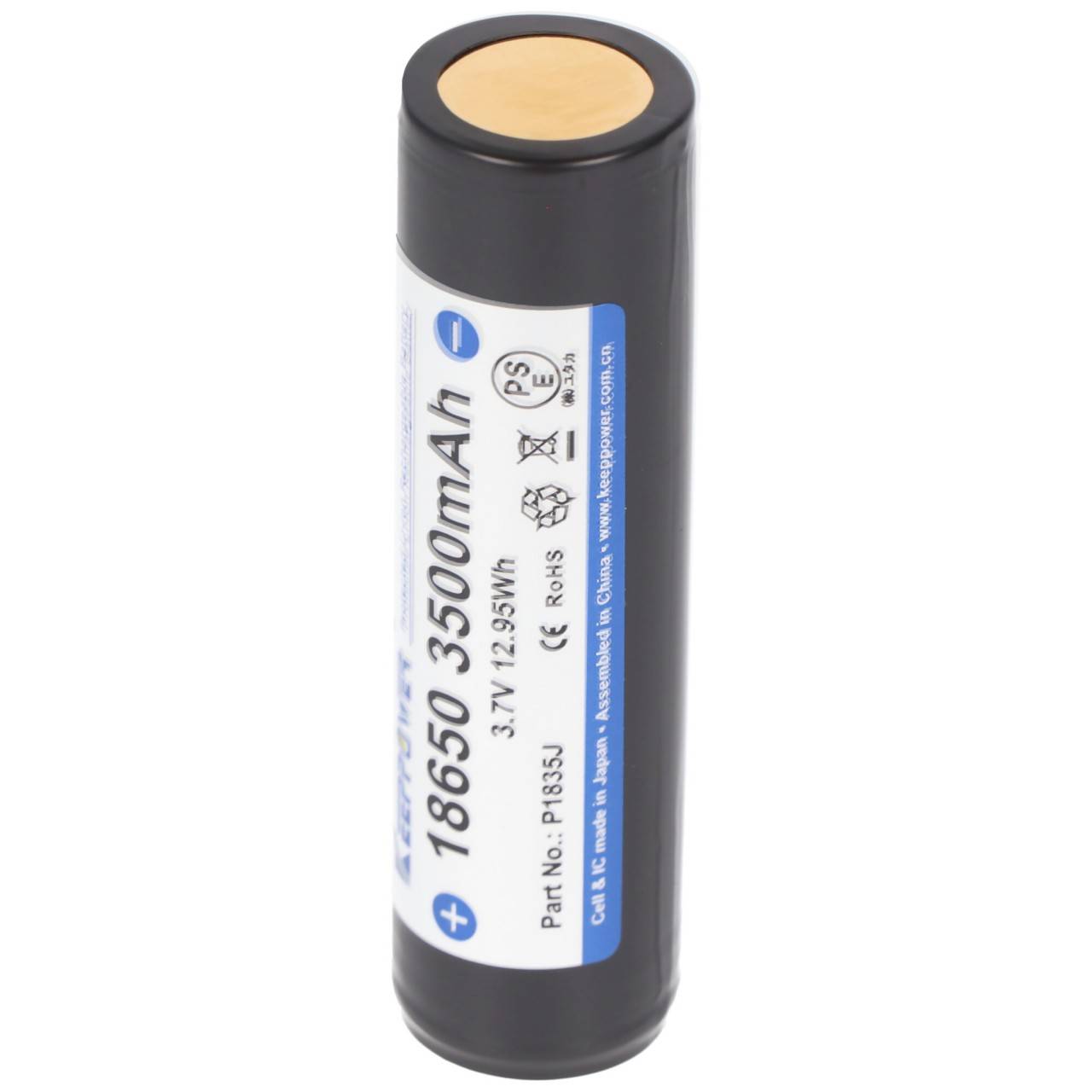 Keeppower 18650 3500mAh 69,12x18,65mm 3,7V Li-Ion-Akku geschützt Pluspol erhöht NCR18650GA-1