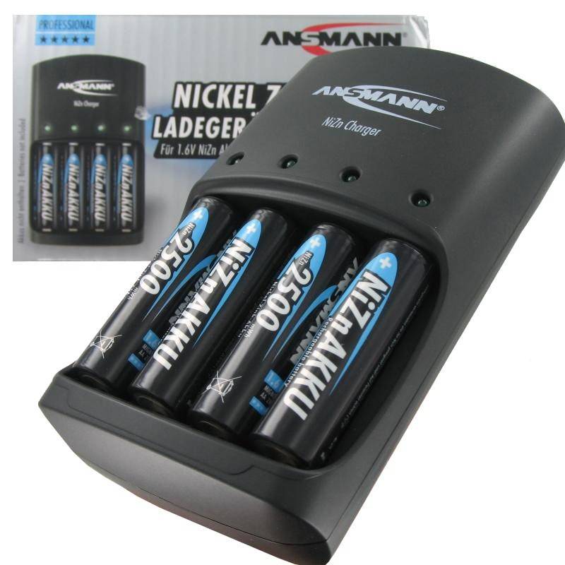 Ansmann Schnell-Ladegerät für NiZn 1,6 Volt Akku mit 4x 2500mWh Mignon AA-2