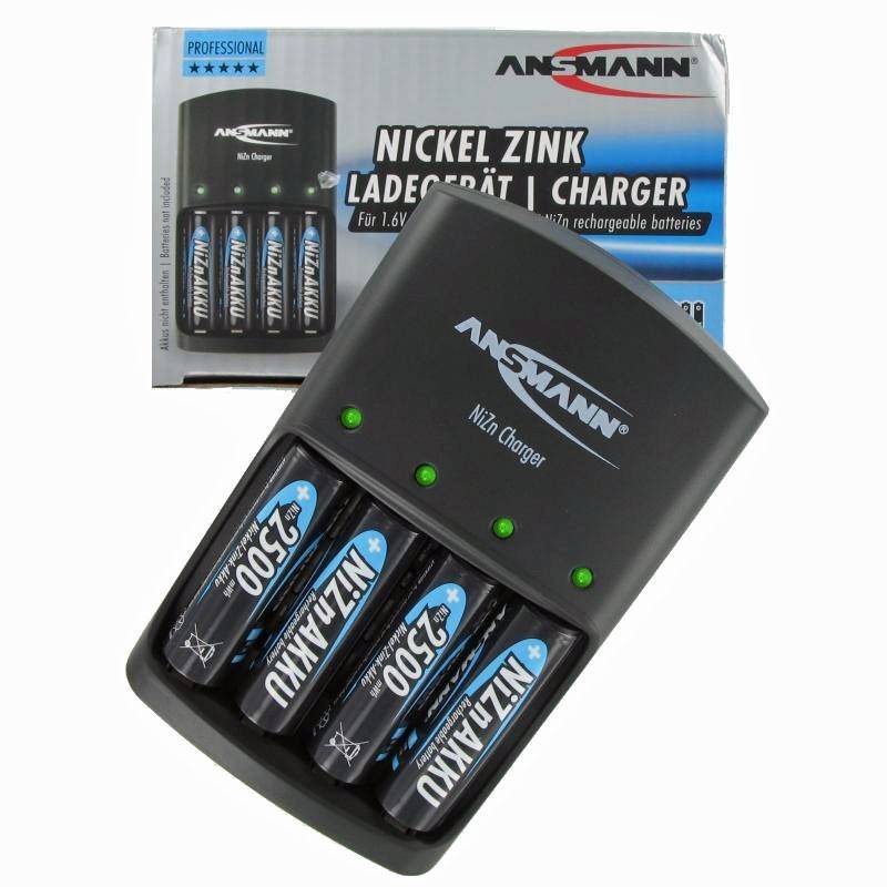 Ansmann Schnell-Ladegerät für NiZn 1,6 Volt Akku mit 4x 2500mWh Mignon AA-4