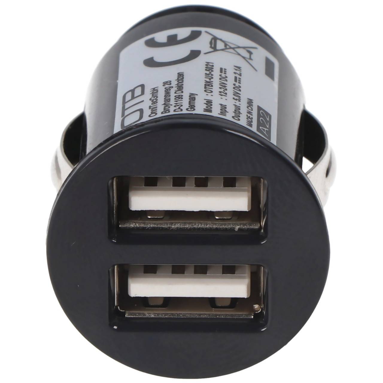 AccuCell KFZ-Ladeadapter USB - Dual USB - 2,1A - schwarz - TINY-3