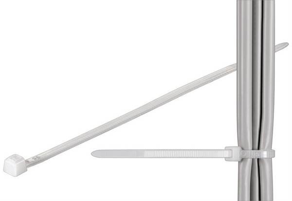 Goobay Kabelbinder, wetterfester Nylon, transparent 3,5 mm breit und 30 cm lang, transparent