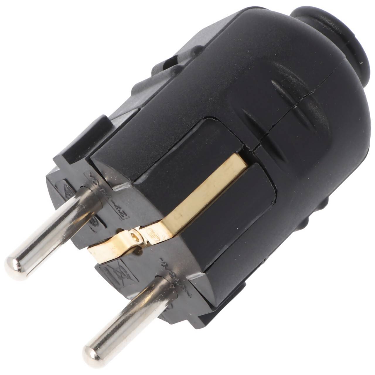 Schukostecker schwarz, Schutzkontaktstecker schwarz, Schuko-Stecker mit  Zugentlastung IP44 16A 250V, mit doppeltem kaufen