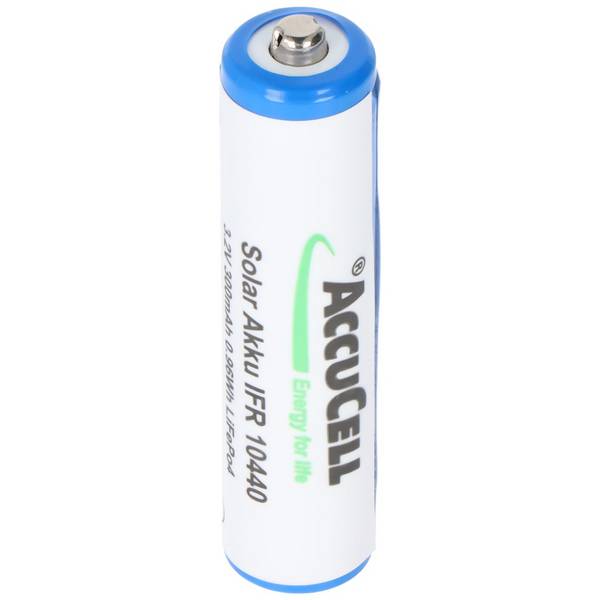 3,2 Volt Solar Akku Lithium IFR 10440 300mAh LiFePo4 Akku, 3,2 Volt Akku AAA Solar mit Kopf ungeschützt 44,1 x 10,1mm