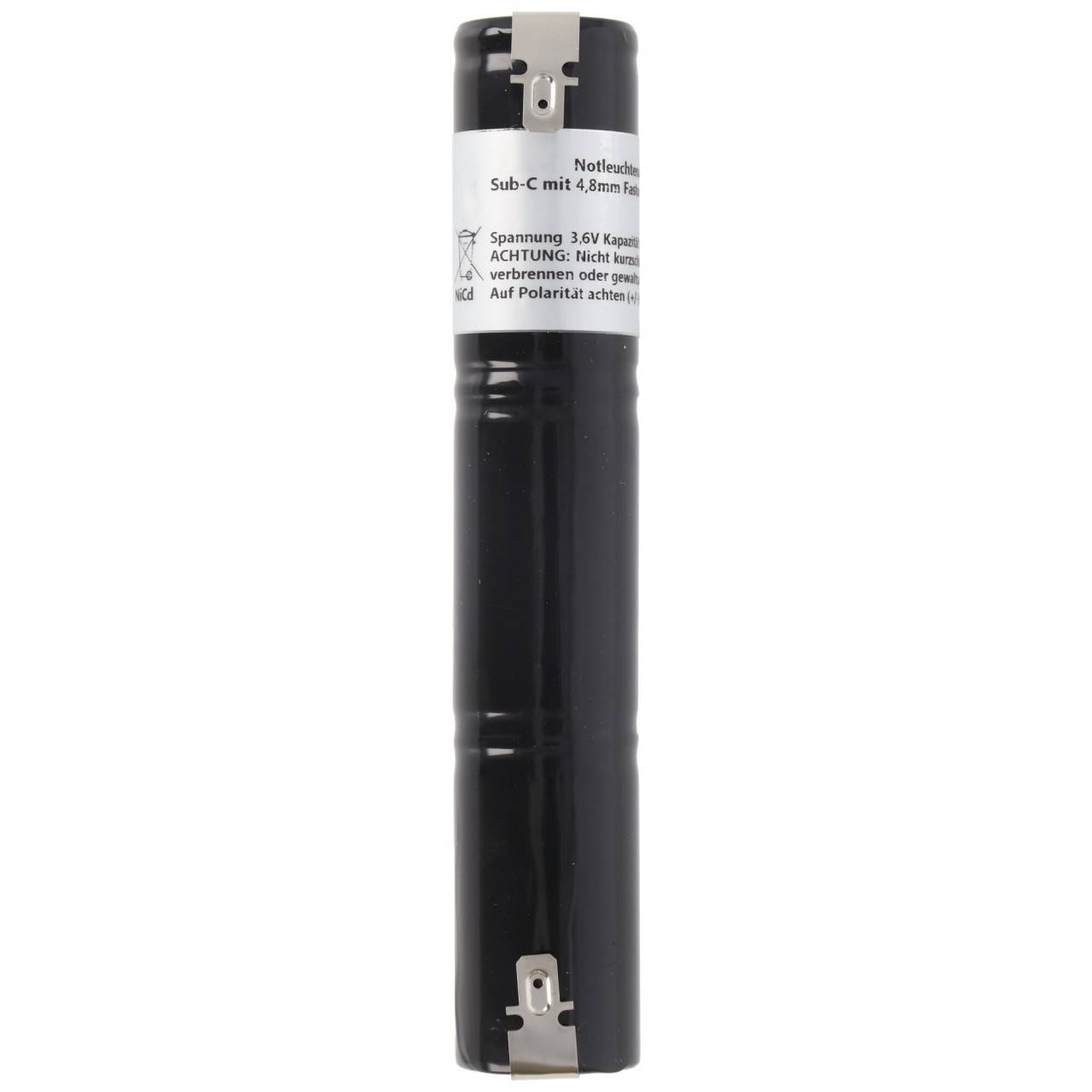 Notleuchtenakku NiMH 3,6V 1800mAh L1x3 Sub-C mit 4,8mm Faston-Anschluss-2