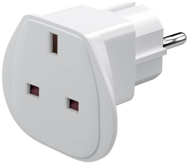 Goobay Reiseadapter UK auf EU, Weiß UK-Buchse > Schutzkontaktstecker (Typ F, CEE 7/7)