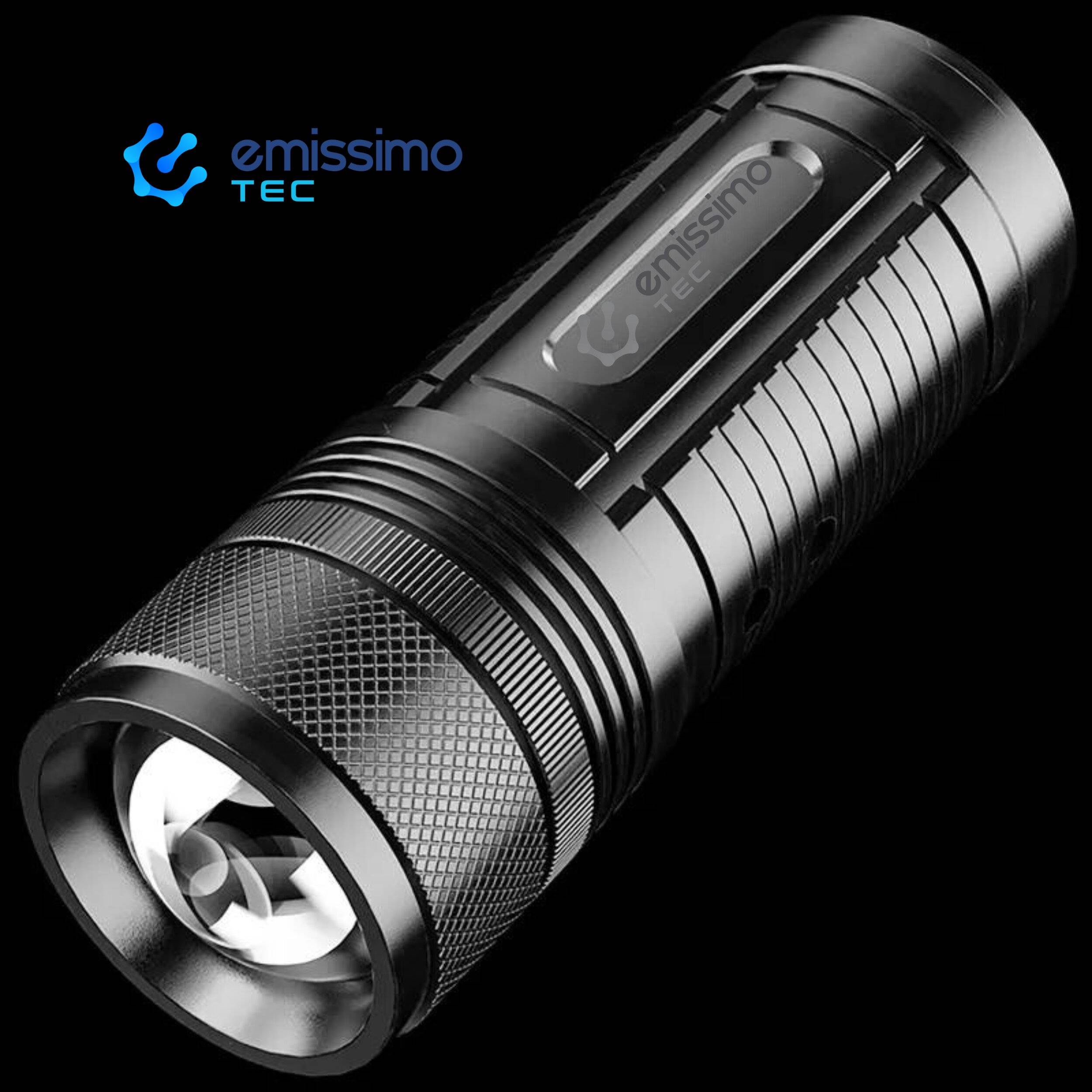 Emissimo Tec Z02 Focus Dual-Light (Weiß/Lila) USB-Wiederaufladbare LED Taschenlampe