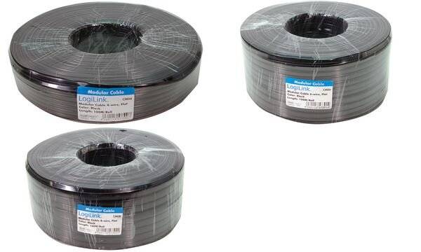 LogiLink Telefonkabel, 100 m, 4-adrig, flach, schwarz-2
