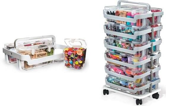 deflecto Caddy-Organizer, stapelbar, weiß/transparent (70003052)-1