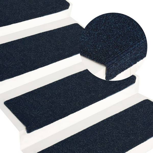 Treppenmatten 15 Stk. Nadelvlies 65x25 cm Blau