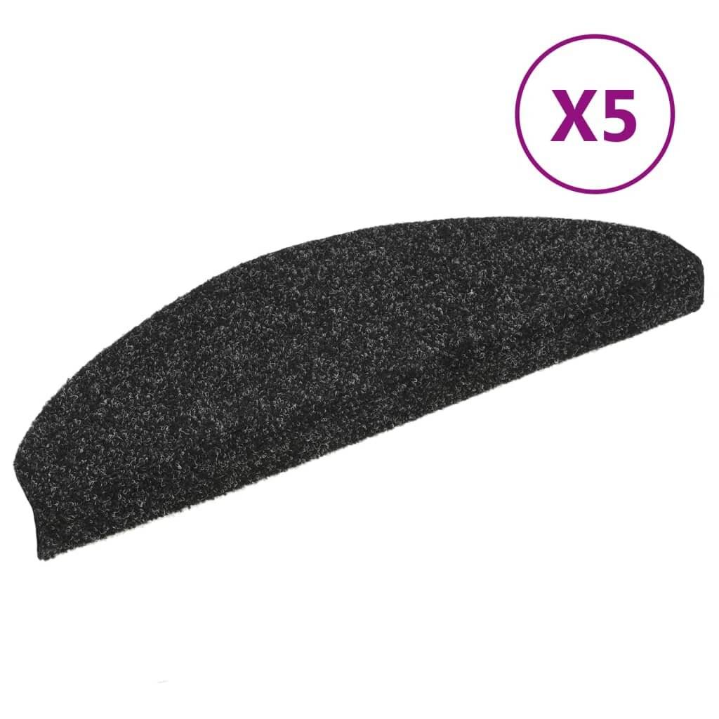 Treppenmatten Selbstklebend 5 Stk. Schwarz 65x21x4cm Nadelvlies-1