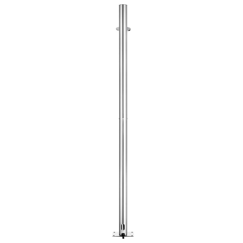 vidaXL Gartendusche mit Grauer Bodenplatte 220 cm Edelstahl-6