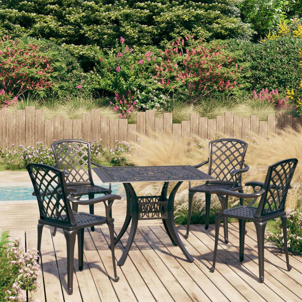 5-tlg. Bistro-Set Aluminiumguss Schwarz-0