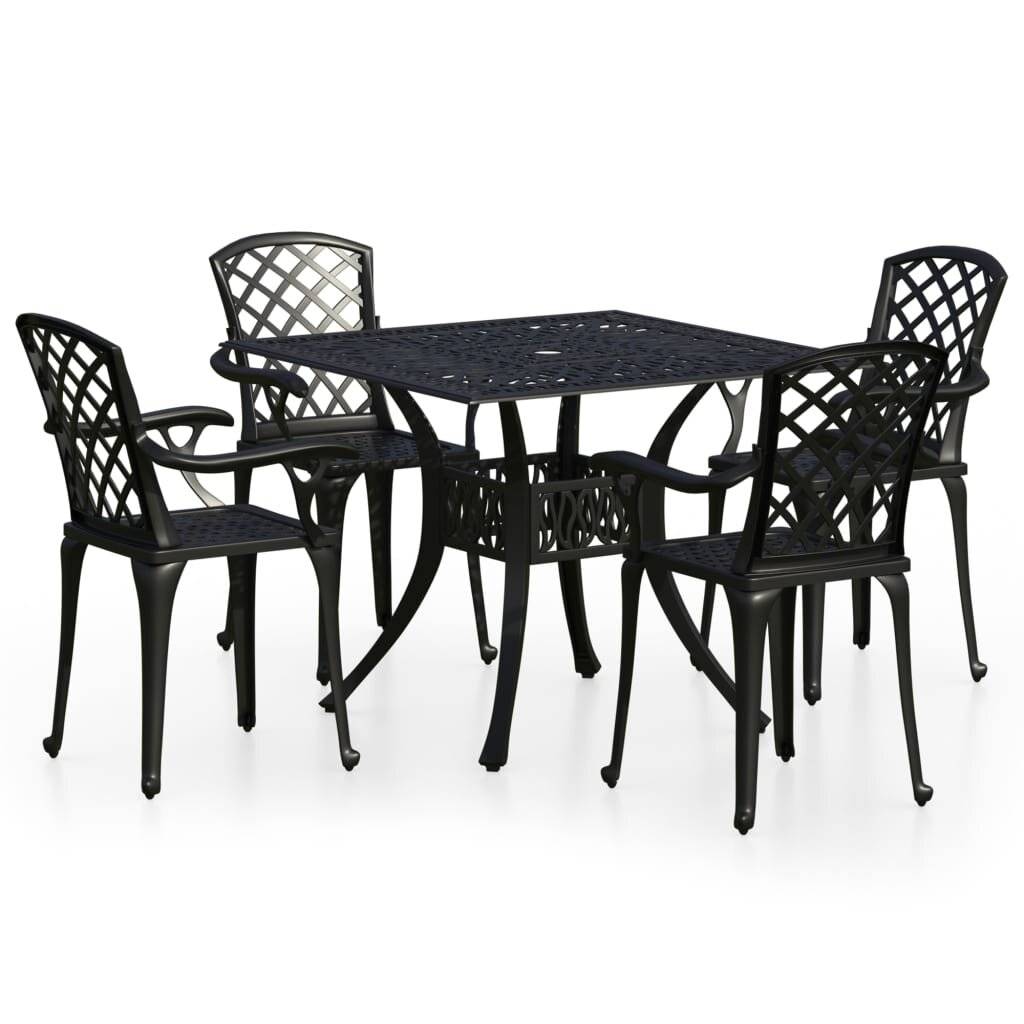 5-tlg. Bistro-Set Aluminiumguss Schwarz-1