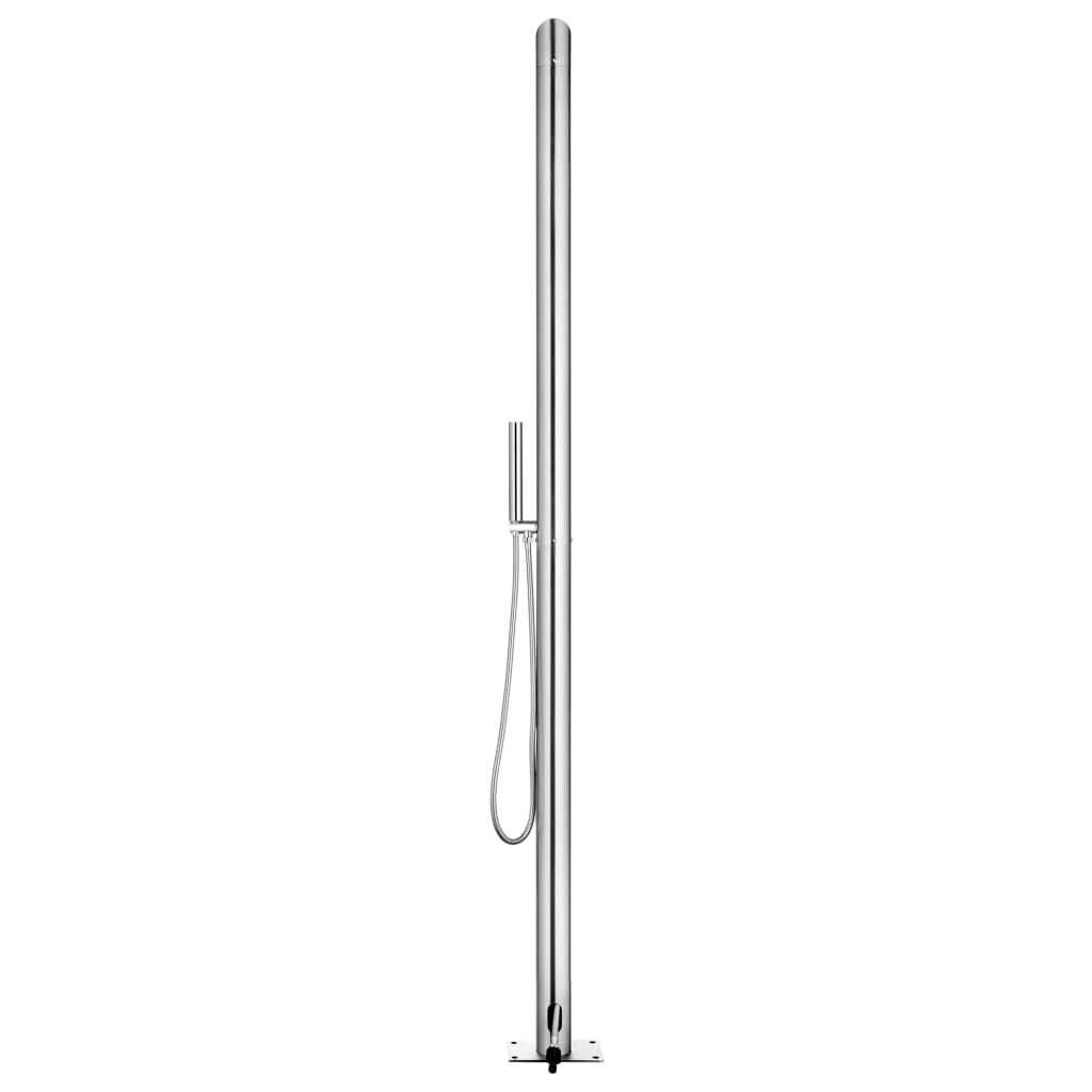 vidaXL Gartendusche mit Brauner Bodenplatte 225 cm Edelstahl-5