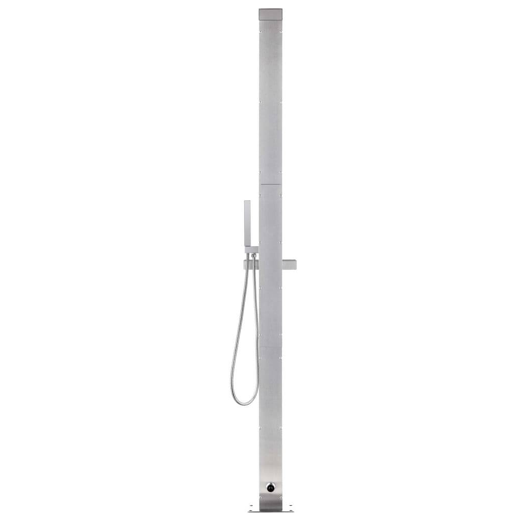 vidaXL Gartendusche mit Brauner Bodenplatte 225 cm Edelstahl-6