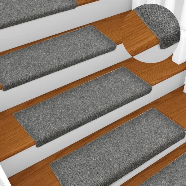 Treppenmatten 10 Stk. Hellgrau 65x25 cm Nadelvlies