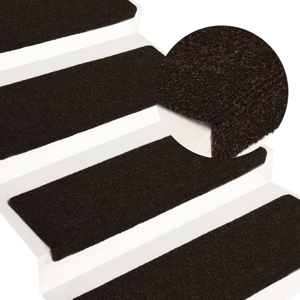 Treppenmatten 15 Stk. Nadelvlies 65x25 cm Braun-0