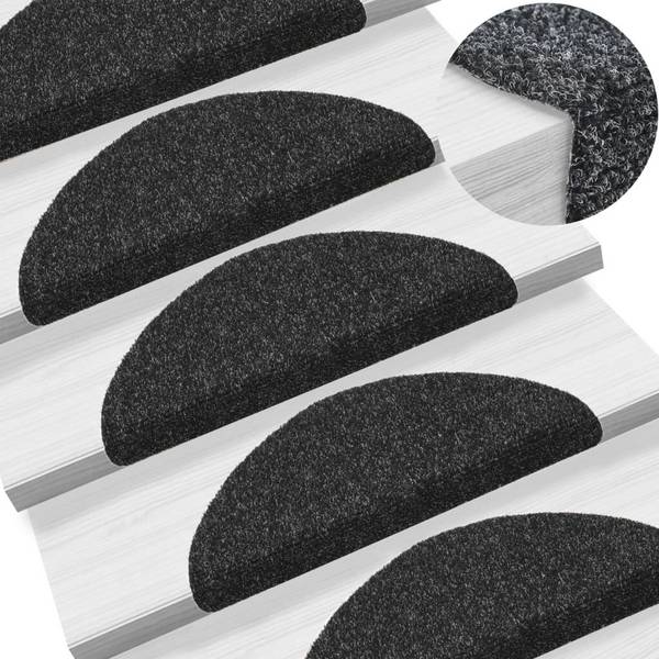 Selbstklebende Treppenmatten 5 Stk. Schwarz 54x16x4 cm
