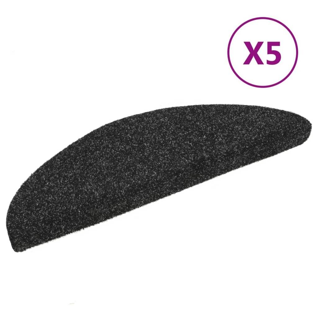 Selbstklebende Treppenmatten 5 Stk. Schwarz 54x16x4 cm-1
