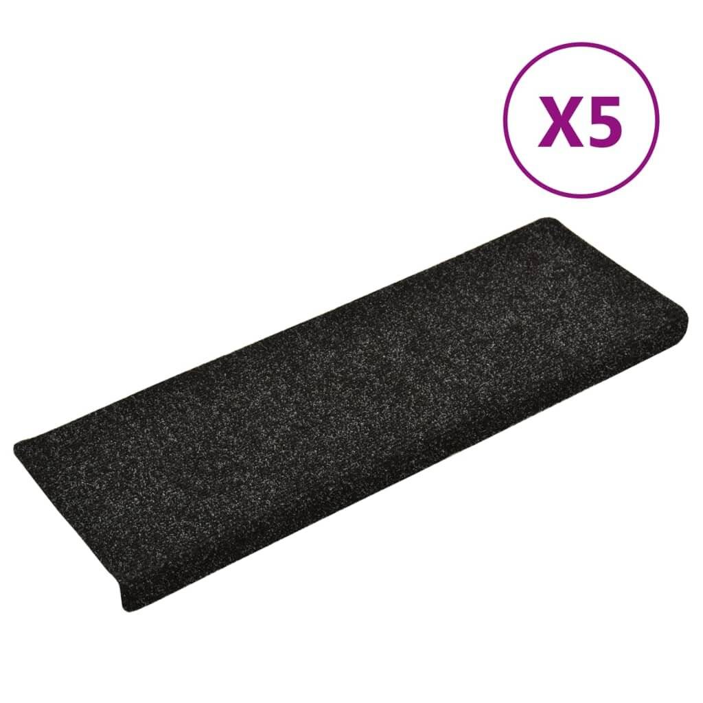 Treppenmatten 5 Stk. Schwarz 65x25 cm Nadelvlies-1