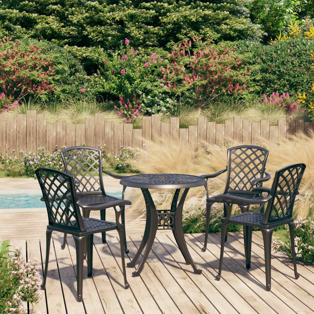 5-tlg. Bistro-Set Aluminiumguss Schwarz-0