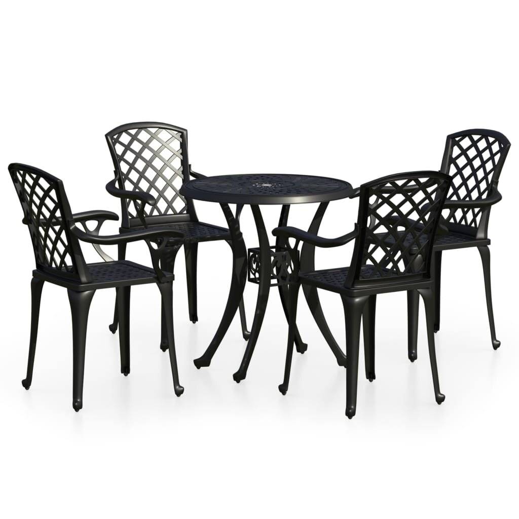 5-tlg. Bistro-Set Aluminiumguss Schwarz-1