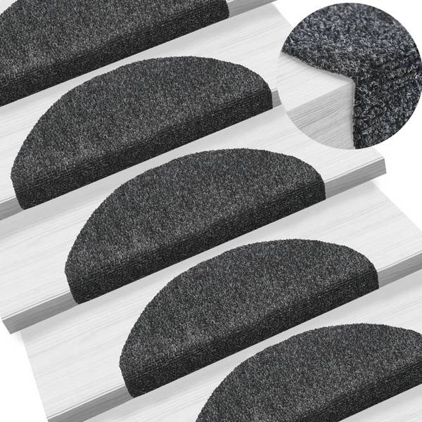 Selbstklebende Treppenmatten 10 Stk. Dunkelgrau 65x21x4 cm